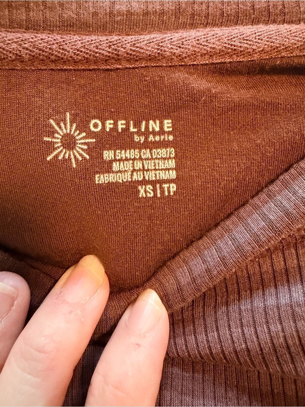 OFFLINE by Aerie Brown Stripe Ruched Crop Top XS - Picture 2 of 9